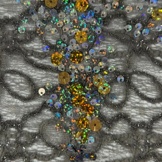 Stretch Corded Sequin Spandex Lace Fabric | Spandex Palace Silver
