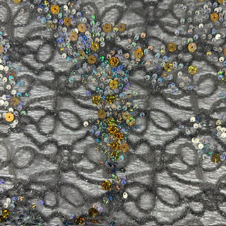 Stretch Corded Sequin Spandex Lace Fabric | Spandex Palace Silver