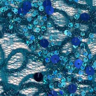 Stretch Corded Sequin Spandex Lace Fabric | Spandex Palace Jade