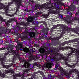 Stretch Corded Sequin Spandex Lace Fabric | Spandex Palace Fuchsia