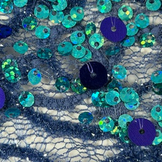 Stretch Corded Sequin Spandex Lace Fabric | Spandex Palace Navy