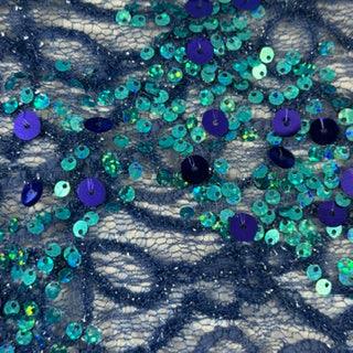 Stretch Corded Sequin Spandex Lace Fabric | Spandex Palace Navy
