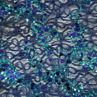 Stretch Corded Sequin Spandex Lace Fabric | Spandex Palace Turq