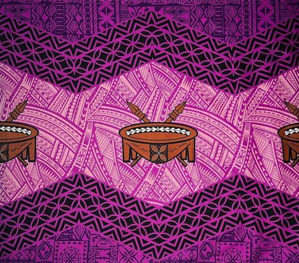 Traditional Tonga Tattoo Kava Bowl Center Fabric | Cotton  |  Spandex Palace