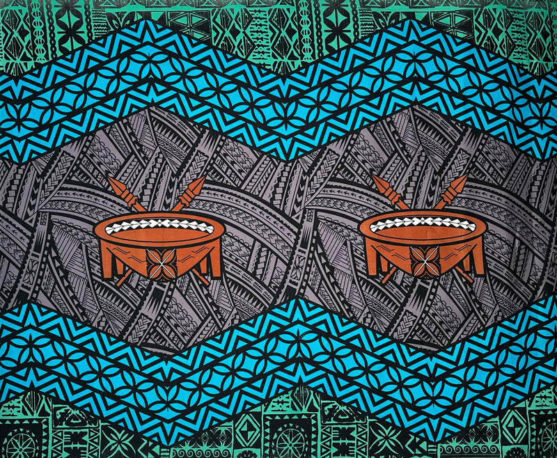 Traditional Tonga Tattoo Kava Bowl Center Fabric | Cotton