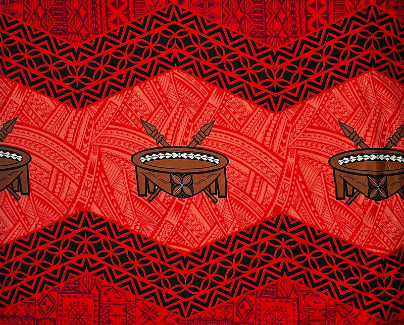 Traditional Tonga Tattoo Kava Bowl Center Fabric | Cotton