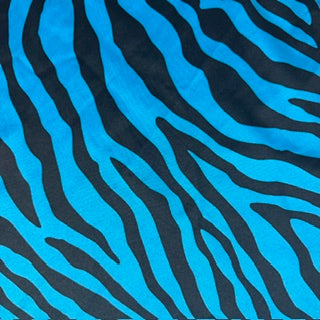 Zebra Print High-Stretch Tricot Spandex Fabric | Spandex Palace Turq