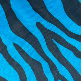 Zebra Print High-Stretch Tricot Spandex Fabric | Spandex Palace Turq
