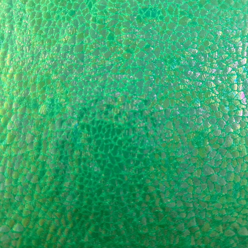 4 Way Stretch Nylon Spandex Fabric - Alligator Skin Hologram for Bold Designs| Spandex Palace Green Illusion