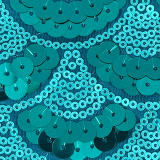 Mermaid Design Dual-Size Sequin Mesh Fabric | Spandex Palace Malard