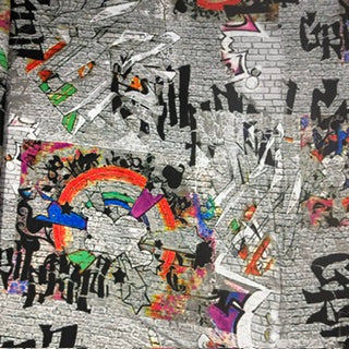 Vibrant Urban Graffiti Print Lightweight Polyester Spandex | Spandex Palace Silver