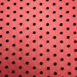 Polka Dot Flocked Stretch Power Mesh Fabric | Spandex Palace Red Black