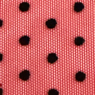Polka Dot Flocked Stretch Power Mesh Fabric | Spandex Palace Red Black