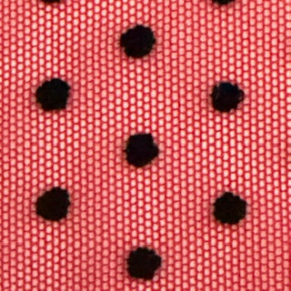 Polka Dot Flocked Stretch Power Mesh Fabric | Spandex Palace Red Black