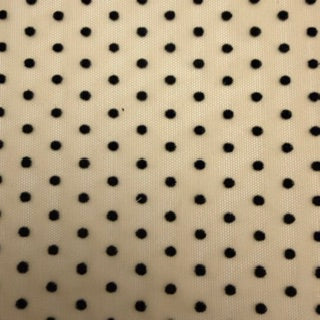 Polka Dot Flocked Stretch Power Mesh Fabric | Spandex Palace Nude Black