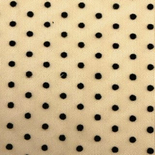 Polka Dot Flocked Stretch Power Mesh Fabric | Spandex Palace Nude Black