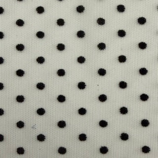 Polka Dot Flocked Stretch Power Mesh Fabric | Spandex Palace White Black