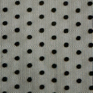 Polka Dot Flocked Stretch Power Mesh Fabric | Spandex Palace White Black