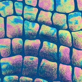 llusion Reptile Scale Print Nylon Spandex Tricot Fabric | Spandex Palace Turq