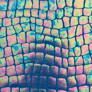 llusion Reptile Scale Print Nylon Spandex Tricot Fabric | Spandex Palace Turq