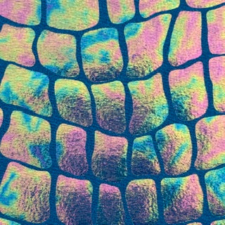 llusion Reptile Scale Print Nylon Spandex Tricot Fabric | Spandex Palace Turq
