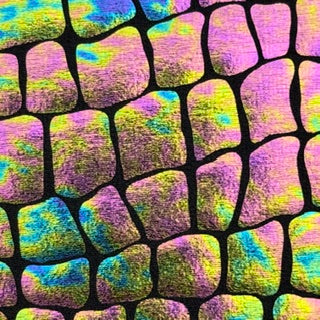 llusion Reptile Scale Print Nylon Spandex Tricot Fabric | Spandex Palace Black
