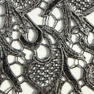Metallic Embroidered Guipure Lace Fabric | 50" | Spandex Palace Fuchsia Silver