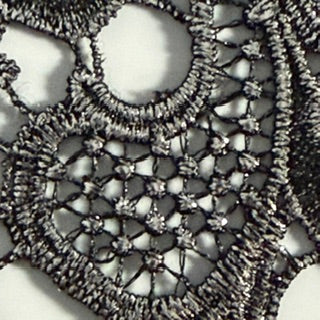 Metallic Embroidered Guipure Lace Fabric | 50" | Spandex Palace Fuchsia Silver