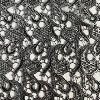 Metallic Embroidered Guipure Lace Fabric | 50" | Spandex Palace Fuchsia Silver