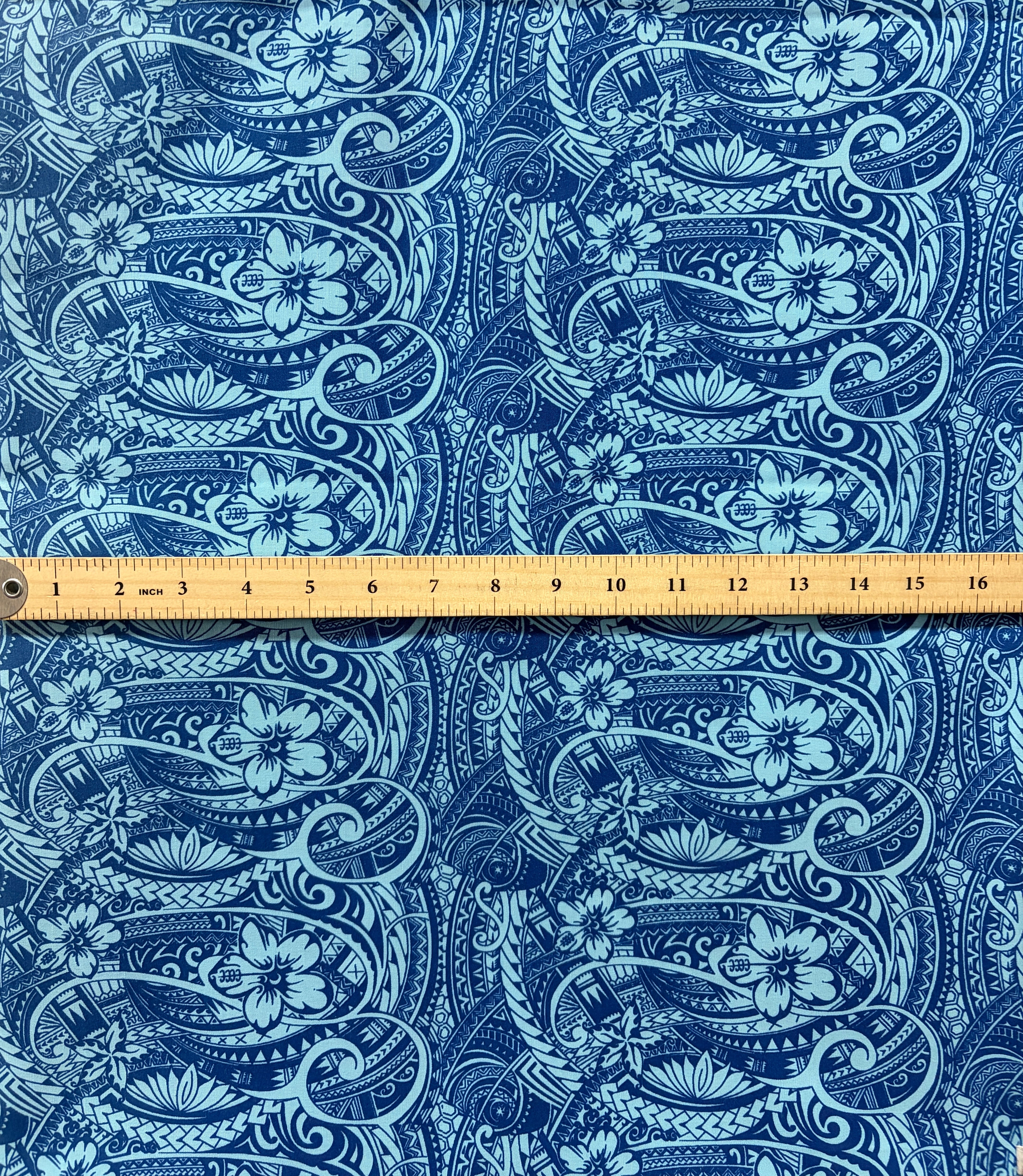 Mini Hibiscus Flowers Traditional Polynesian Tattoo Polyester Fabric | Islands Fabric