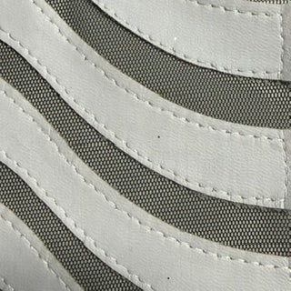 Polyester Mesh with Faux Leather Wave Appliqué | Spandex Palace