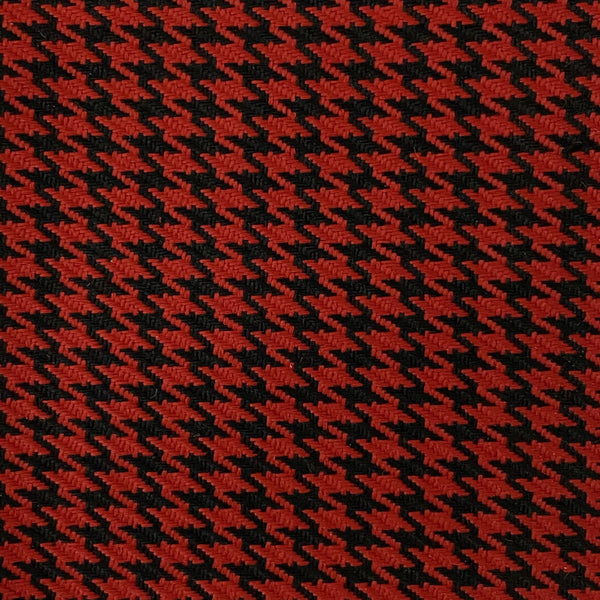 Dark Red | Black Acrylic Houndstooth Fabric