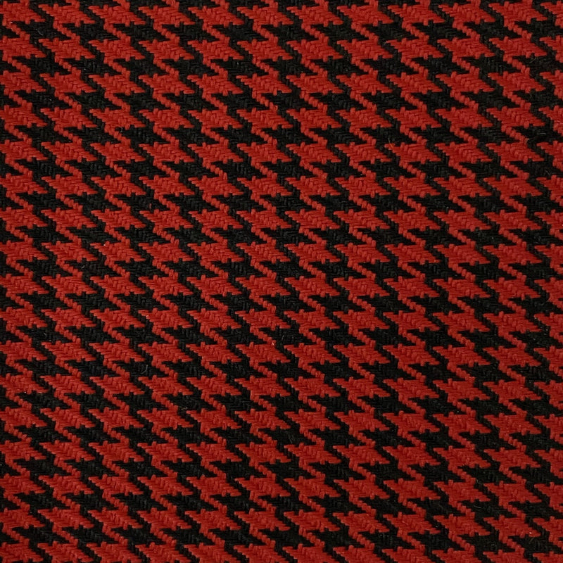 Dark Red | Black Acrylic Houndstooth Fabric