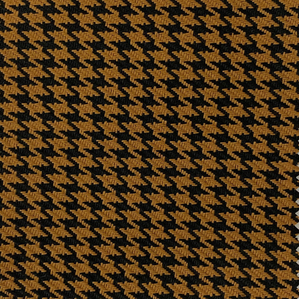 Gold | Black Acrylic Houndstooth Fabric