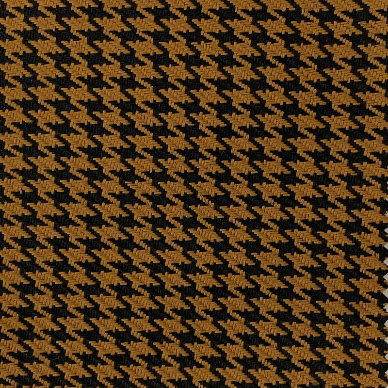 Gold | Black Acrylic Houndstooth Fabric