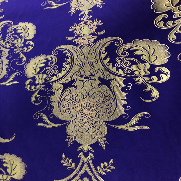 Purple Gold Jacquard Flocking Velvet Drapery Upholstery Fabric