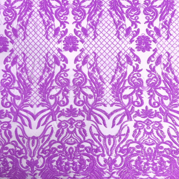 Lavender Purple Luna Stretch Sequins Lace Fabric