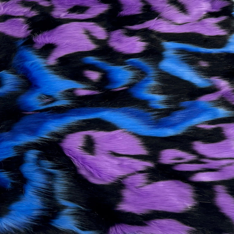 Blue | Purple | Black Lava Patchwork Faux Fur Fabric