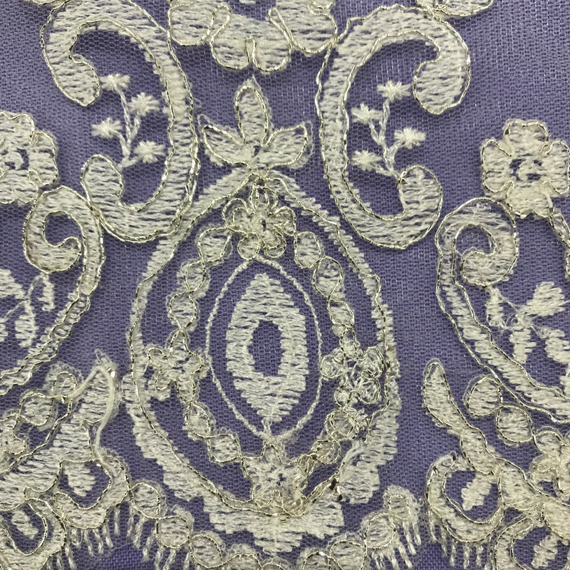 Corded Double Sided Lace Trimming Embroidered on 100% Polyester Net Mesh | Lace USA - 96794W/2