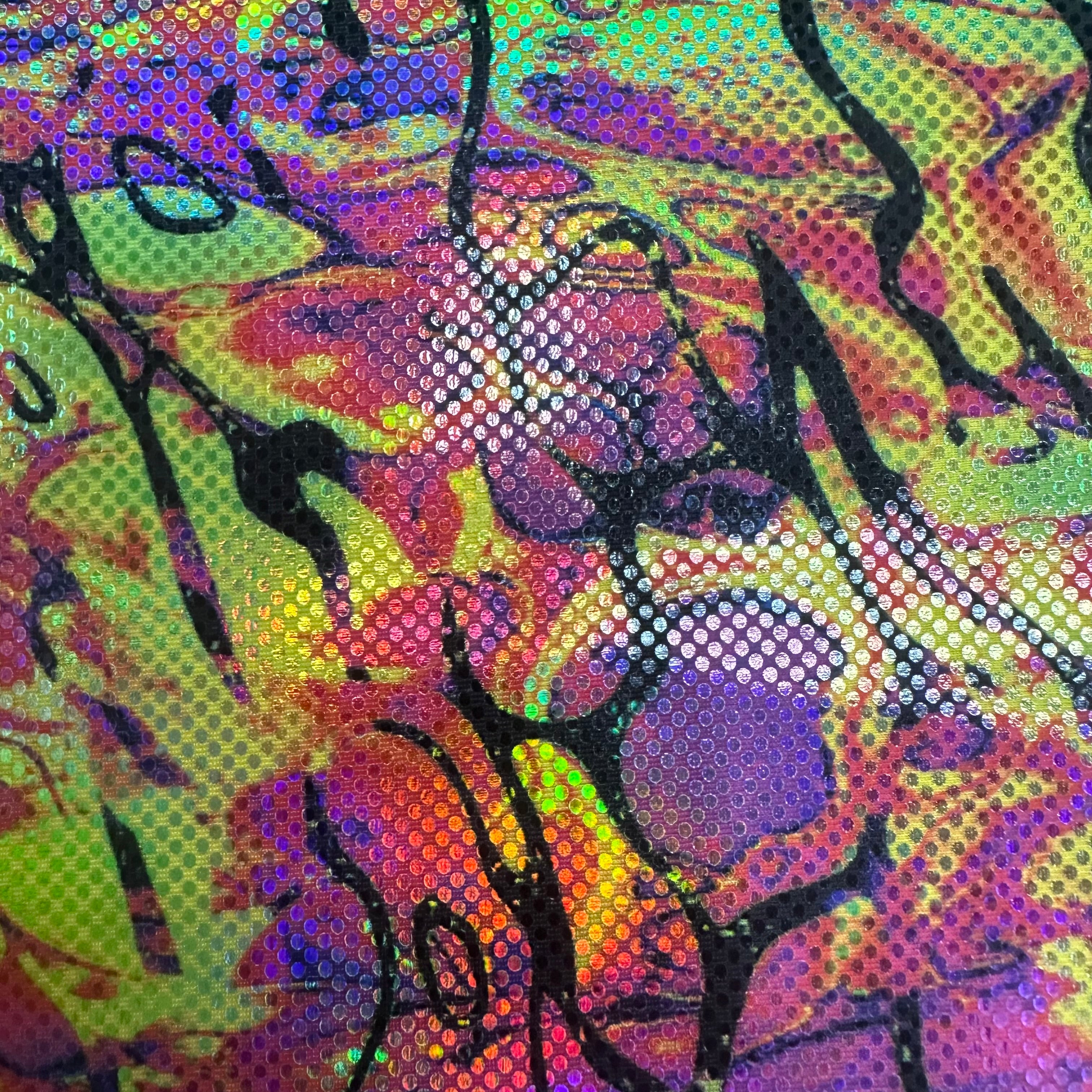 Dolphin Maze Digital Hologram Stretch fabric  Print | Spandex Palace Yellow Black