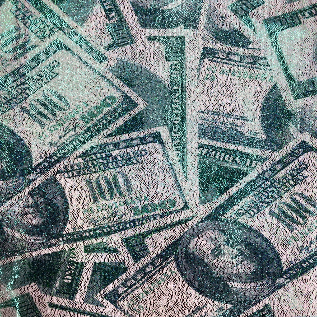 Hologram Mystique Money Print Spandex Fabric