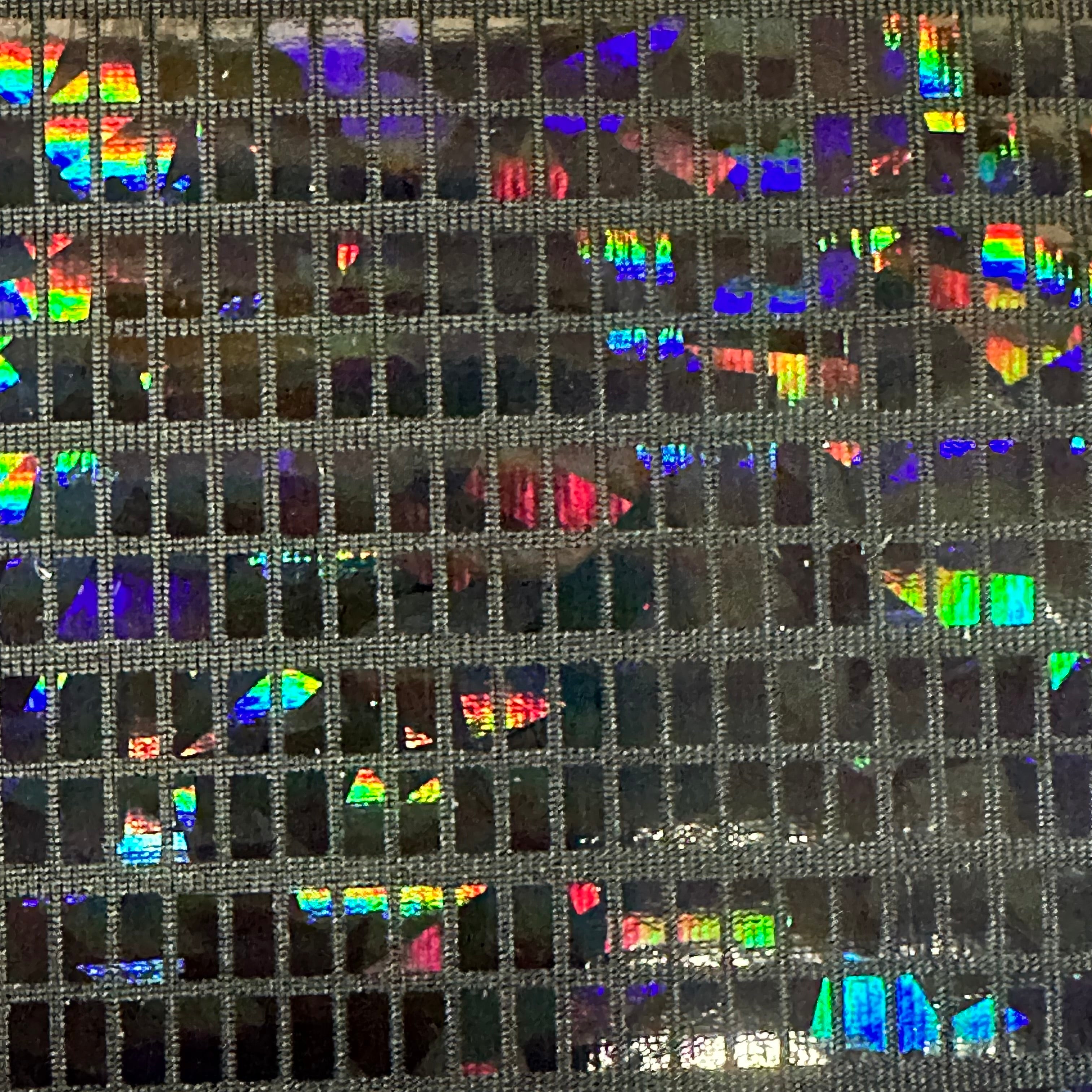Disco Hologram Foil on Polyester Spandex | Spandex Palace Black Black