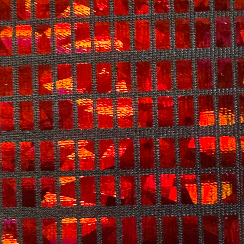 Disco Hologram Foil on Polyester Spandex | Spandex Palace Black Red