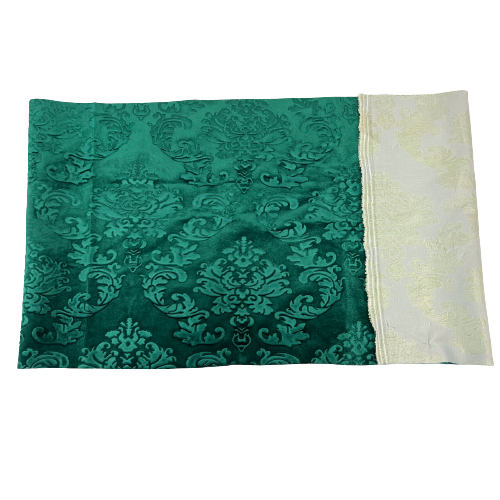 Emerald Green Damask Embossed Velvet Upholstery Drapery Fabric