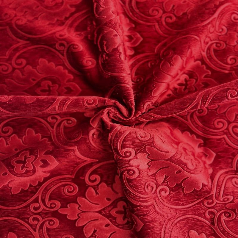 Red Royalty Damask Embossed Velvet Upholstery Drapery Fabric