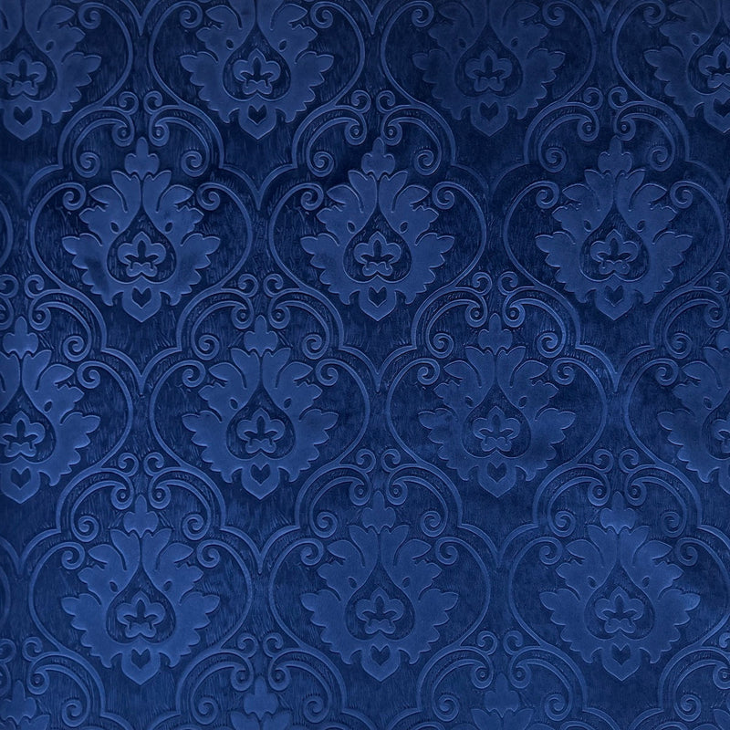 Royal Blue Royalty Damask Embossed Velvet Upholstery Drapery Fabric