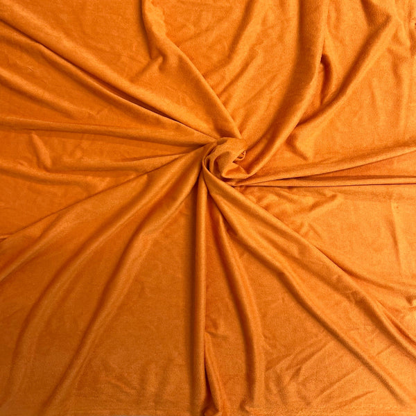 Orange Stretch Faux Suede Knit Fabric