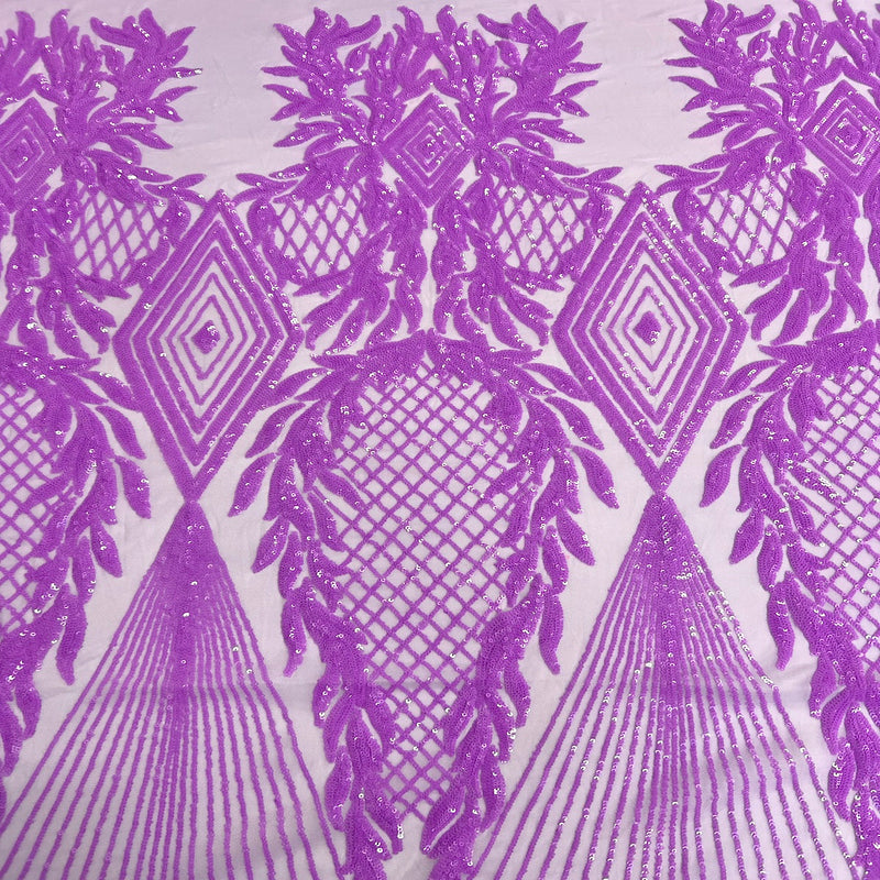 Lavender Purple Alpica Sequins Lace Fabric