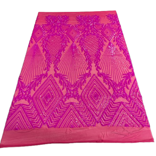 Magenta Pink Alpica Sequins Lace Fabric