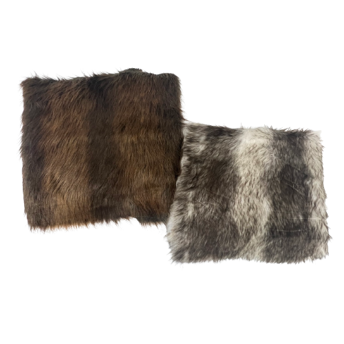 Black | White Striped Wolf Faux Fur Fabric